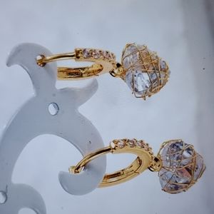 14K Gold Filled Zircone Heart Earrings